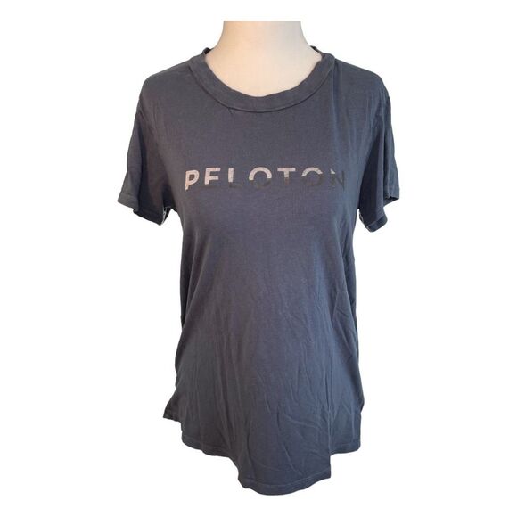 Peloton Logo Graphic Tee Shirt Blue Silver Short Sleeve Crewneck Top S - Picture 1 of 7